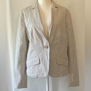 Gap Women's Ticking Stripe Blazer Size 10 Single Breasted Fitted Coastal Office
